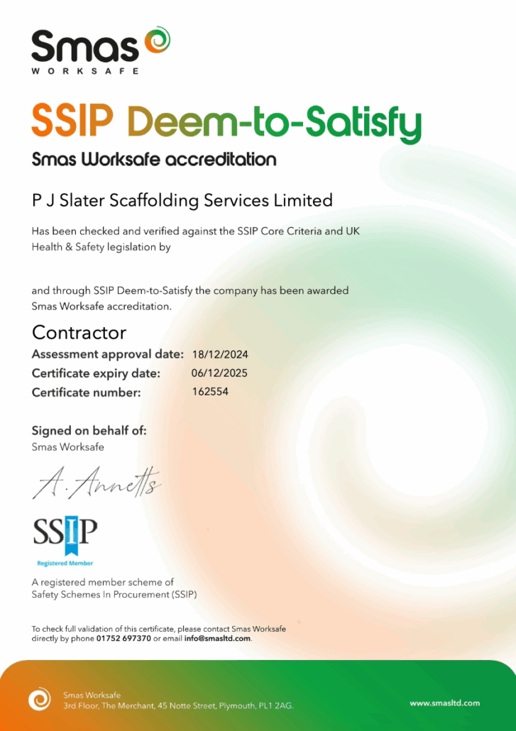 smas scaffolding safety pj slater